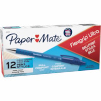 Paper Mate Flexgrip Ultra Retractable Pens - Fine Pen Point - Refillable - Retractable - Blue Ink - Alcohol Based - Rubber Barrel - 1 Dozen