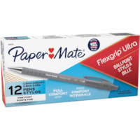 Paper Mate Flexgrip Ultra Retractable Pens - Fine Pen Point - Refillable - Retractable - Black Ink - Alcohol Based - Rubber Barrel - 1 Dozen