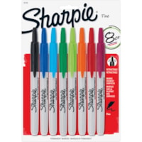 Marqueur permanent Sharpie - Fin Pointe de marqueur - Rétractable - Ink Couleurs de couverture assorties - 8 / Ensemble