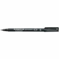 Staedtler Lumocolor Permanent Pens - 0.4 mm (0.02") Fine Marker Point - Refillable - Black Ink - Black Polypropylene Barrel - 10 / Box