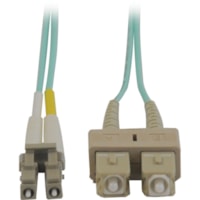 Tripp Lite by Eaton Fiber Optic Duplex Patch Cable - 6.6 ft (2.01 m) Fiber Optic Network Cable - First End: 2 x SC Network - Male - Second End: 2 x LC Network - Male - Patch Cable - 50/125 µm - Aqua Blue