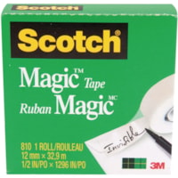 3M Scotch Magic Transparent Tape - 12.7mm Width x 33m Length - 1" Core - Tear Resistant, Split Resistant