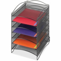 Organisateur de bureau - Bureau Safco - 6 Compartiment(s) - Compartment Size : 1,75 po (44,45 mm) x 9,50 po (241,30 mm) x 12,25 po (311,15 mm) - hauteur de 15,3 po (387,35 mm) x largeur de 10,3 po (260,35 mm) x profondeur de 12,8 po (323,85 mm) - Bureau - Empilables - Thermolaqué - Noir - Aci