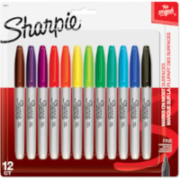 Sharpie Permanent Fine Point Marker - Fine Marker Point - Assorted Ink - Alcohol Based - 12 / Pack