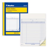 Blueline Sales Order Book - 50 Sheet(s) - 2 Part - Carbonless Copy - 8 1/2" (21.6 cm) x 11" (27.9 cm) Sheet Size - Blue Print Color - Blue Cover - 1 Each