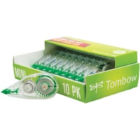 Tombow Mini Mono Correction Tape Dispensers - 0.16" (4.06 mm) Tape Width x 19.7 ft (5.99 m) Tape Length - 1 Line(s) - White Tape - Ergonomic Dispenser - Acid-free, Non-refillable - White - 10 / Pack