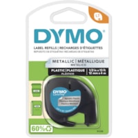 Dymo LetraTag Label Maker Tape Cartridge - 1/2" (12.70 mm) Width - Direct Thermal - Silver - 1 Each