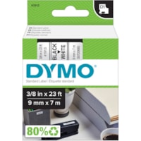 Dymo D1 Electronic Tape Cartridge - 3/8" (9.40 mm) Width - Thermal Transfer - White - Polyester - 1 Each