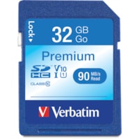 Verbatim 32GB Premium SDHC Memory Card, UHS-I V10 U1 Class 10 - 45 MB/s Read - Lifetime Warranty