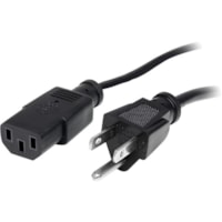 StarTech.com 1ft (30cm) Computer Power Cord, NEMA 5-15P to C13, 10A 125V 18AWG, Black Replacement AC PC Power Cord, TV/Monitor Power Cable - 1ft (30cm) 18AWG flexible computer power cord w/ NEMA 5-15P and IEC 60320 C13 connectors; Rated for 125V 10A; UL listed (UL62/UL817); Fully molded ends; 100% C