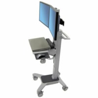 Ergotron Neo-Flex Dual WideView WorkSpace Dual Monitor Cart - 46 lb (20865.25 g) Capacity - 4 Casters - Aluminum, Plastic, Powder Coated Steel - Gray - 22" (558.80 mm) Screen Supported