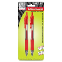 Stylo gel Sarasa Zebra Pen - 0,7 mm (0,03 po) Moyenne Pointe de stylo - Rechargeable - Rétractable - Ink Rouge - Base de pigment - Barrel Translucide - 2 / emballage