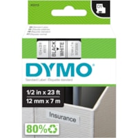 Dymo D1 Electronic Tape Cartridge - 1/2" (12.70 mm) Width - Thermal Transfer - White - Polyester - 1 Each