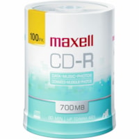 CD enregistrable - CD-R - 48x - 700 Mo - 100 emballage Broche - Blanc Maxell - 120 mm - simple couche Couches - Imprimable - Jet d'encre, Transfert thermique Imprimable - 1,33 Heure Temps maximum d'enregistrement