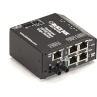 Black Box Standard Heavy Duty Edge Switch - New - 5 x Network (RJ-45) - 1 x ST Ports - DuplexST Port - Multi-mode - 0.03 mil (0 mm) Fiber - Fast Ethernet - 100Base-X, 10/100Base-TX - 2 km - Power Supply - External 