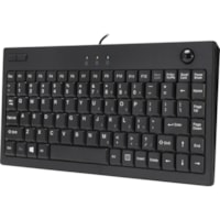 Adesso Mini Trackball Keyboard - Cable Connectivity - USB Interface - 87 Key Windows Key Hot Key(s) - English - Computer, Kiosk - Trackball - Windows - Membrane Keyswitch - Black