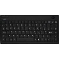 Adesso Wireless Mini Trackball Keyboard - Wireless Connectivity - RF - 30 ft (9144 mm) - 2.40 GHz - USB Interface - 87 Key Windows Key Hot Key(s) - English (US) - Computer, Monitor, Tablet, Kiosk - Trackball - Windows - Membrane Keyswitch - AA Battery Size Supported - Black