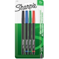 Sharpie Fine Point Pen - Fine Pen Point - Red, Green, Blue, Black Ink - 4 / Pack