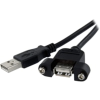 Câble de transfert de données 1 pi (0,30 m) USB - 1 chaque StarTech.com - 1 pi (0,30 m) USB Câble de transfert de données pour PC - Rallonge - 24/28 AWG - Noir - 1 chaque