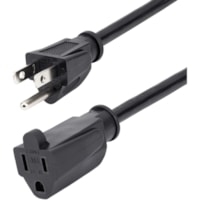 StarTech.com 10ft (3m) Power Extension Cord, NEMA5-15R to NEMA5-15P Black Extension Cord, 13A 125V, 16AWG, Computer Power Extension Cable - AC power extension cord 10ft/3m 16AWG power supply extension cable NEMA 5-15R to NEMA 5-15P connectors; 125V at 13A; UL listed; Fully molded connectors; 3 Condu