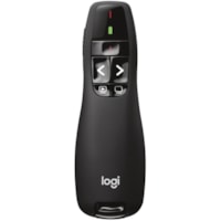 Pointeur de Présentation R400 - Fréquence radio - USB - Laser - Noir - 1 chaque Logitech - Laser - Sans fil - 49,21 pi (15000 mm) - Fréquence radio - 2,40 GHz - Noir - USB - 1 chaque