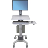 Ergotron WorkFit C-Mod Single Display Sit-Stand Workstation - Steel, Plastic, Aluminum - Two-tone Gray