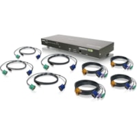 IOGEAR GCS1808KIT Combo KVM Switch - 8 x 1 - 8 x SPDB-15 Keyboard/Mouse/Video - 1U - Rack-mountable