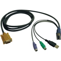 Tripp Lite by Eaton P778-006 PS2/USB Combo Cable Kit - 6 ft (1.83 m) KVM Cable - First End: 1 x 18-pin HD-18 Keyboard/Mouse/Video - Male - Second End: 1 x 15-pin HD-15 - Male, 1 x USB Type A - Male, 1 x 6-pin Mini-DIN (PS/2) - Male, 1 x 6-pin Mini-DIN (PS/2) - Male - Black