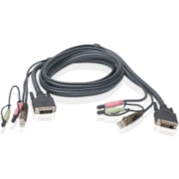 IOGEAR 6ft (2m) Dual Link DVI-D USB 2.0 KVM Cable - DVI-D (Dual-Link) Digital Video, USB - 1.83m