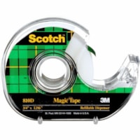 Scotch Magic Invisible Tape Dispenser 3/4" (19 mm x 32.9 m) - 36 yd (32.9 m) Length x 0.75" (19 mm) Width - Clear - Dispenser Included - Desktop Dispenser - 1 / Pack