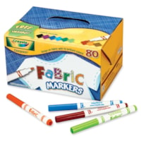 Crayola Fabric Markers Classpack - Brown, Purple, Red, Light Green, Green, Yellow, Orange, Blue, Light Blue, Black Ink - 1 / Box