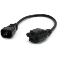 StarTech.com 1ft (0.3m) Power Extension Cord, IEC C14 to NEMA 5-15R, 10A 125V, 18AWG, Black, Outlet Extension Cable for Power Supplies - AC power extension cord 1ft (0.3m) 18AWG power supply extension cable IEC 60320 C14 to NEMA 5-15R; 125V at 10A; UL listed; Fully molded connectors; 3 Conductor ext