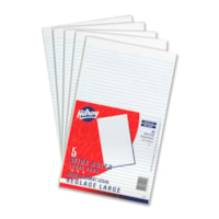 Bloc de papier Hilroy - 96 Feuilles - 0,31 po (7,94 mm) Avec ligne - format 8 3/8 po (212,73 mm) x 14 po (355,60 mm) - Paper Blanc - 5 / emballage