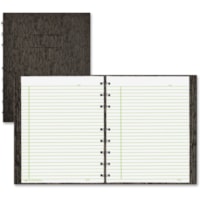 Cahier EcoLogix Blueline - 150 Feuilles - Double fil - Margin Avec ligne - format 9 1/4 po (234,95 mm) x 7 1/4 po (184,15 mm) - Cover Noir - Cartonné, Microperforé, Onglet, Feuille d'index, Format poche, Onglet autocollant - Recyclé - 1 chaque