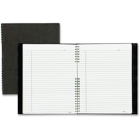 Blueline NotePro Hard Romanel Cover Notebook - Letter - 200 Sheets - Twin Wirebound - Ruled Margin - Letter - 8 1/2" (215.90 mm) x 11" (279.40 mm) Sheet Size - Black Cover - Pocket, Hard Cover, Index Sheet, Micro Perforated, Self-adhesive Tab - Recycled - 1 Each