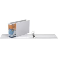 QuickFit QuickFit Angle D-ring Deluxe Ledger Spreadsheet View Binder - 3" (76.20 mm) Binder Capacity - 11" (279.40 mm) x 17" (431.80 mm) Sheet Size - Fastener(s): D-Ring - Suede - White - Recycled - Locking Mechanism, Spine Label, Antimicrobial, Durable, Clear Overlay, Heavy Duty - 1 Each