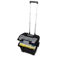 Storex Mobile File Cart - Telescopic Handle - 45 lb (20411.66 g) Capacity - 13" (330.20 mm) Length x 15.3" (387.35 mm) Width x 15.5" (393.70 mm) Depth - Black - 1 Each