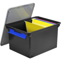 Storex Portable File Tote - External Dimensions: 20" Width x 12" Depth x 14" Height - 35 lb - Media Size Supported: Letter, Legal - Snap-tight Closure - Stackable - Plastic - Black, Gray - For File - Recycled - 1 Each