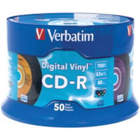 Verbatim CD-R 80min 52X with Digital Vinyl Surface - 50pk Spindle - 1.33 Hour Maximum Recording Time