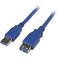 Câble de transfert de données SuperSpeed USB3SEXTAA6 6 pi (1,83 m) USB - 1 chaque StarTech.com - 6 pi (1,83 m) USB Câble de transfert de données - 5 Gbit/s - Rallonge - Blindé - Nickel Connecteur plaqué - 28 AWG - Bleu - 1 chaque