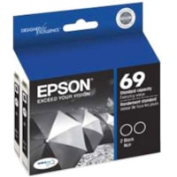 Epson DURABrite No. 69 Dual Pack Ink Cartridge - Black - Inkjet - 2 / Pack