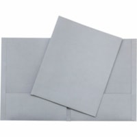 Hilroy Letter Recycled Pocket Folder - 8 1/2" (215.90 mm) x 11" (279.40 mm) - 100 Sheet Capacity - 2 Internal Pocket(s) - Leatherine - Gray - 10% Recycled - 1 / Unit