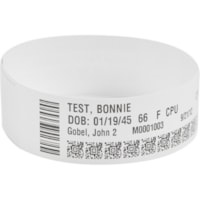 Zebra Wristband Polypropylene 1 x 11in Direct Thermal Zebra Z-Band Comfort HC100 - 1" Width x 11" Length - Permanent Adhesive - Direct Thermal - White - Polypropylene - 300 / Roll - Lightweight, Tamper Evident, Adhesive Closure, Latex-free, Scannable, Perforated - 6 / Roll