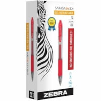 Zebra SARASA dry X20 Retractable Gel Pen - 1 mm (0.04") Bold Pen Point - Refillable - Retractable - Red Ink - Pigment-based - Translucent Barrel - 1 Dozen