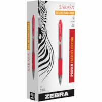 Zebra SARASA dry X20 Retractable Gel Pen - 0.7 mm (0.03") Medium Pen Point - Refillable - Retractable - Red Ink - Pigment-based - Translucent Barrel - 1 / Box