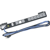 Middle Atlantic PD Series Slim High-Density 15 Amp Shelf Mounted Power Strip - NEMA 5-15P - 8 x NEMA 5-15R - 10 ft Cord - Vertical Rackmount