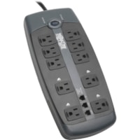 Tripp Lite by Eaton 10-Outlet Surge Protector - Silver - NEMA 5-15P - 10 x NEMA 5-15R - 1.80 kVA - 2395 J - 120 V AC Input - 120 V AC Output - Fax/Modem/Phone - 8 ft (2.44 m)