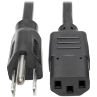 Tripp Lite 4ft Computer Power Cord Cable 5-15P to C13 10A 18AWG 4' - For Printer, Monitor, Computer - 125 V AC / 10 A - Black - 4 ft (1.22 m) Cord Length - IEC 60320 C13 / NEMA 5-15P