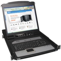 Tripp Lite NetDirector B020-U08-19-IP Rackmount LCD with KVM - Steel Housing - 8 Computer(s) - 19" (482.60 mm) LCD - SXGA - 1280 x 1024 - 2 x USB - Keyboard - TouchPad - 120 V AC, 230 V AC Input Voltage - 1U High - PC, Mac - Steel - Black 