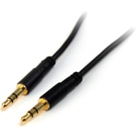 StarTech.com 1 ft Slim 3.5mm Stereo Audio Cable - M/M - Connect an iPhone® or other MP3 player to a car stereo